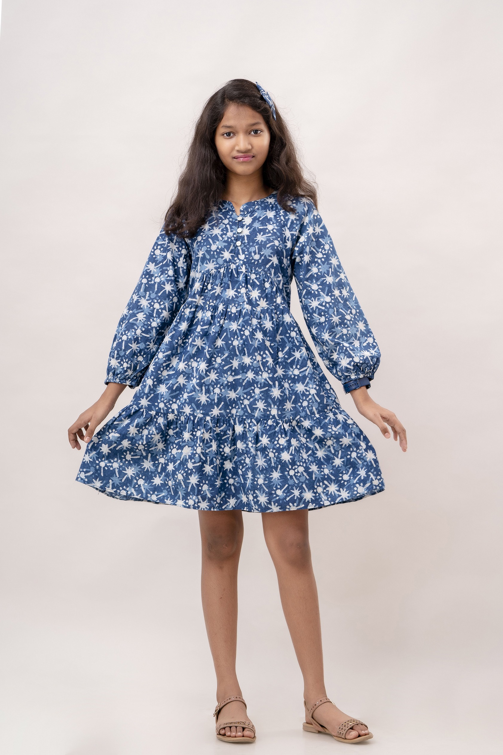 Indigo Organic Cotton Indian Handblock Printed Dress