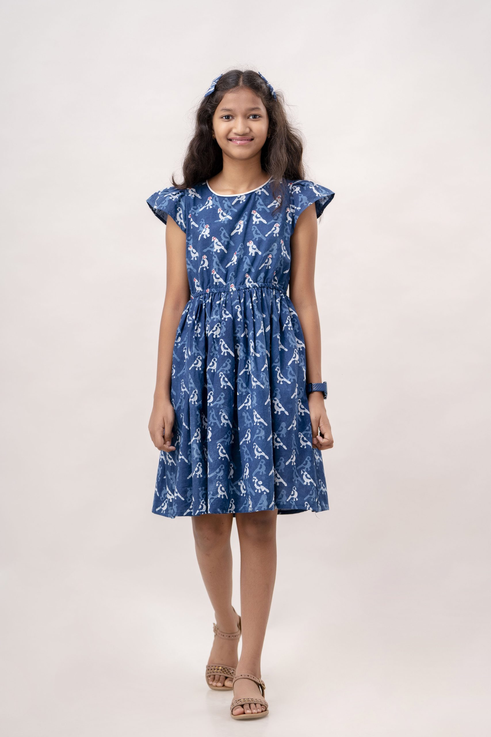 Organic Cotton Indian Handblock Printed Indigo Dress