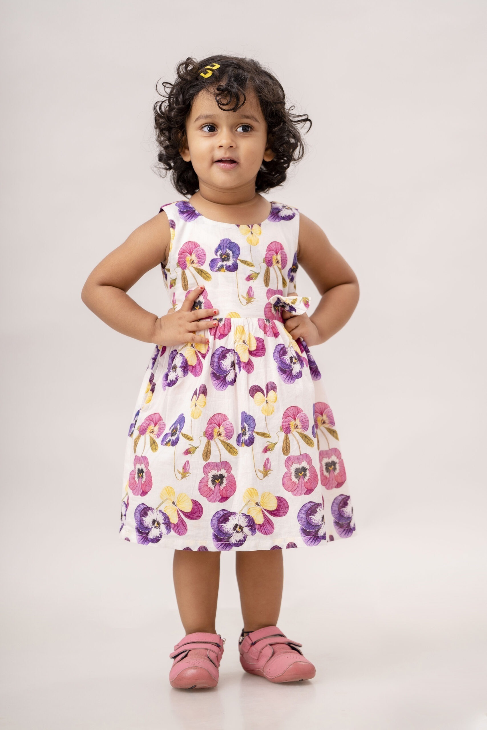 White digital printed Organic Dress for Toddler/Girl