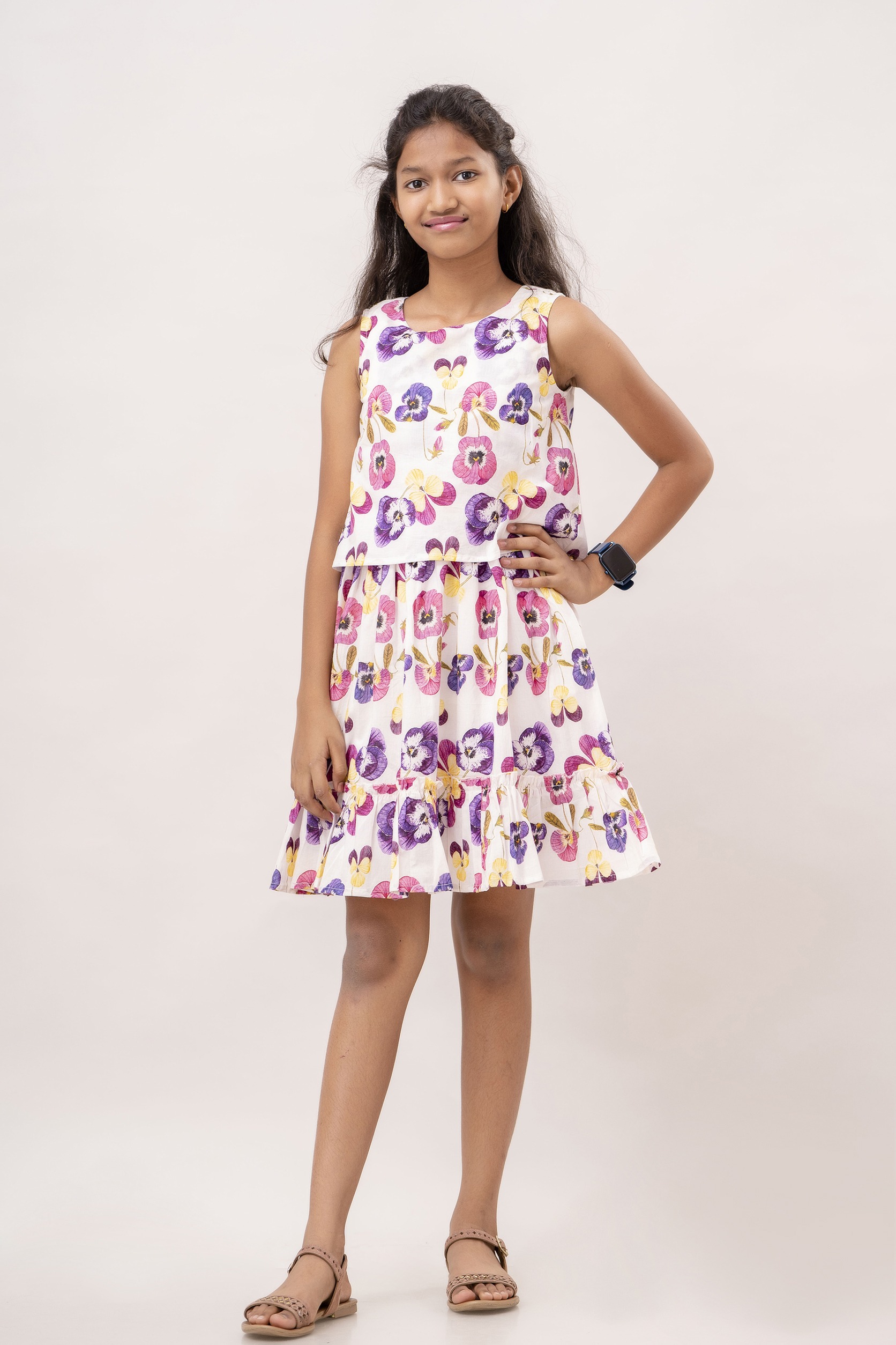 White digital printed Organic Dress